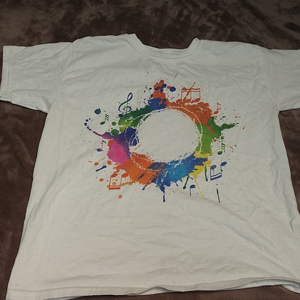 Rainbow paint splatter shirt
